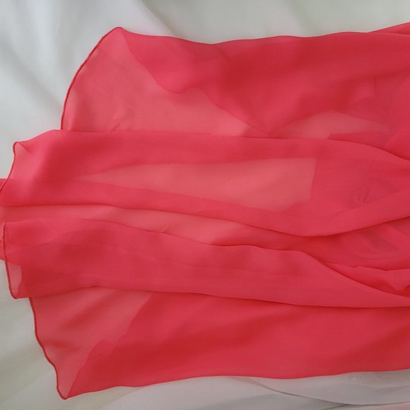 Coral High-Low Dress with White & Black Zigzag Bodice - Picture 2 of 3